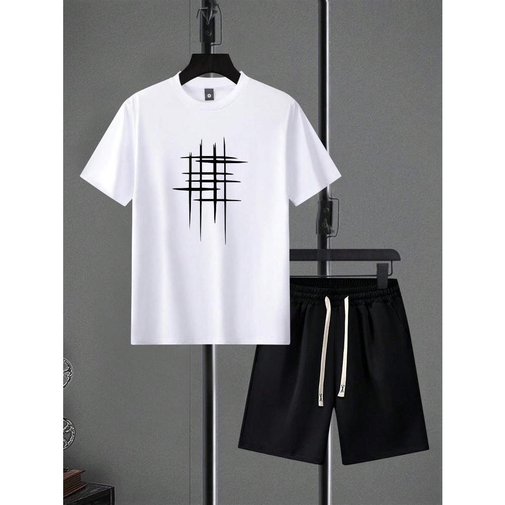 Men's Casual Striped Print Fashion Sports Suit Loose Comfortable Unisex Sports Clothing