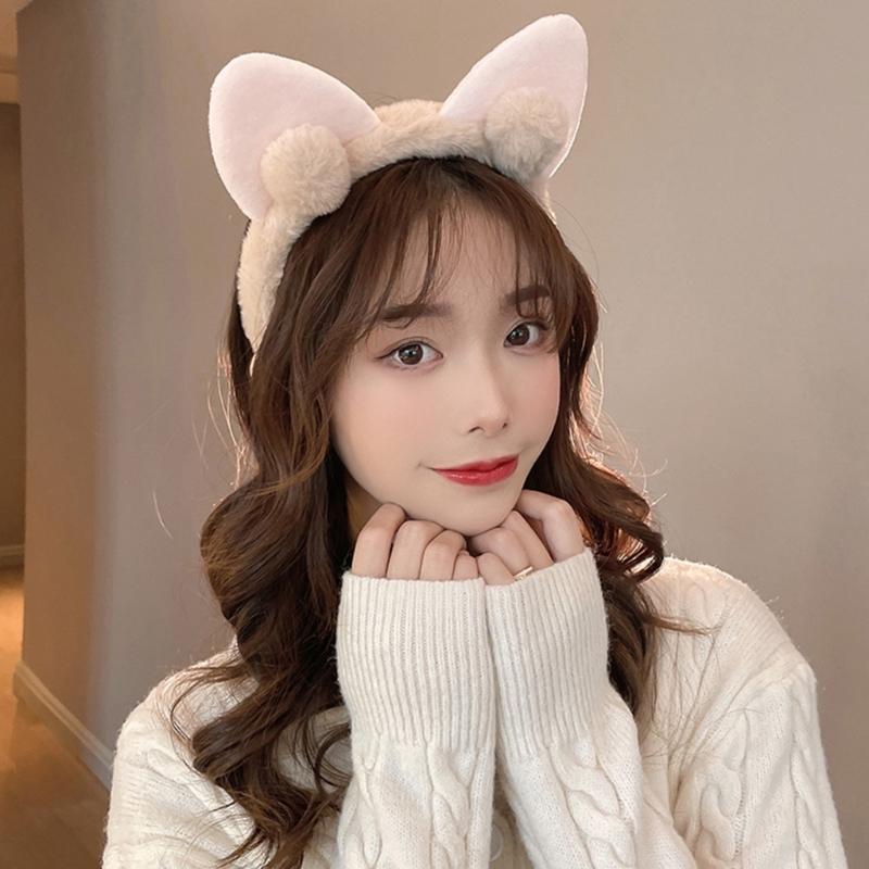 Cat Ears Headbands Furry Plush Headbands Hair Accessories for Girls and Womens Holiday Party Headwear