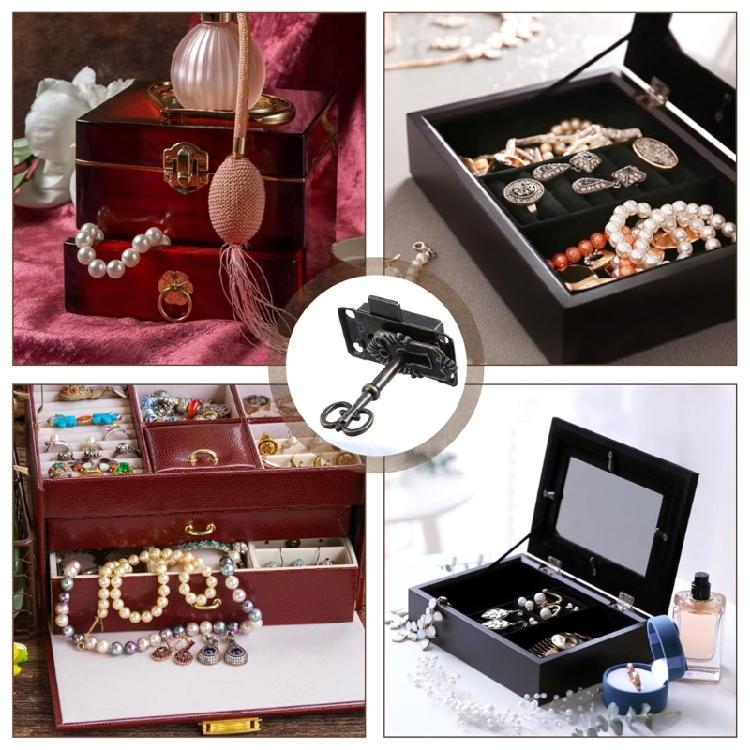 2 Juegos Prácticos Estilos Vintage Esqueletos Cerradura con Llave Acabado de Aleación de Zinc Antigua para Uso Decorativo en Armarios y Cajones