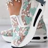 Bestel een maat groter platform wedges damessneakers bloemenborduurwerk mesh sneakers voor dames instapper casual comfortabele schoenen met hak vrouw