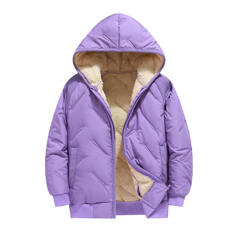 Children Winter Lined with Velvet Thick Keep Warm Jacket Padded Hooded Coat