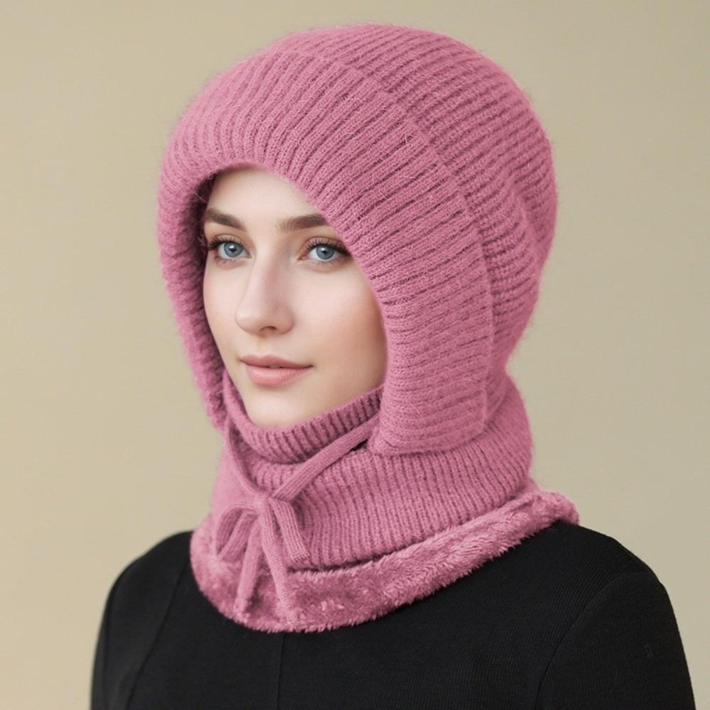 **Women Knit Balaclava Face Mask Neck Warmer Ear Flap Fleece Lined Outdoor Cycling Winter**