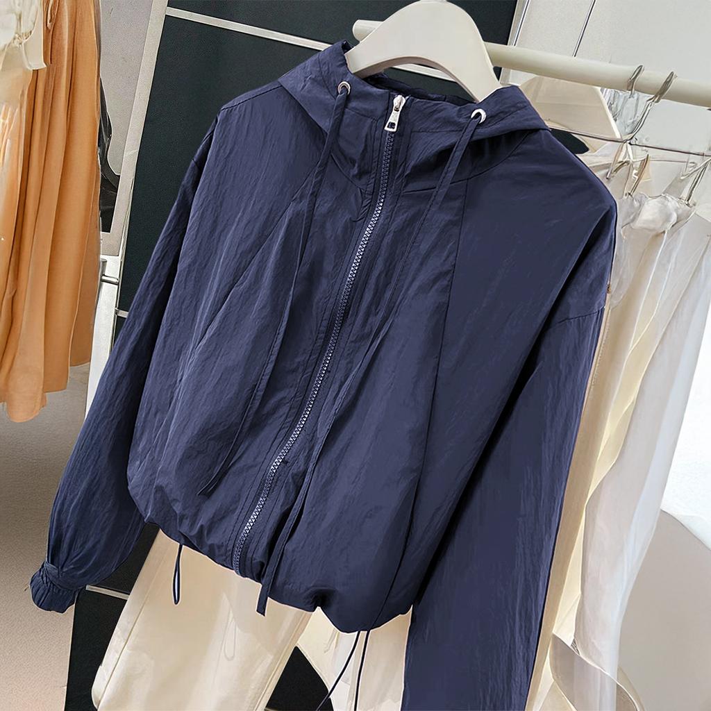 Giacca Top Manica Lunga Monocolore con Zip Semplice per le Feste Diyun Donna Autunno e Inverno 2025