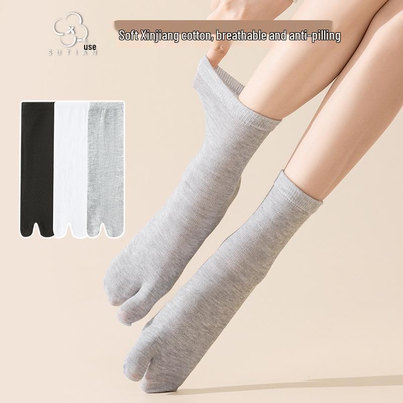 Women's Velvet Mid-Calf Flip-Flop Socks - Summer Thin Split-Toe Design