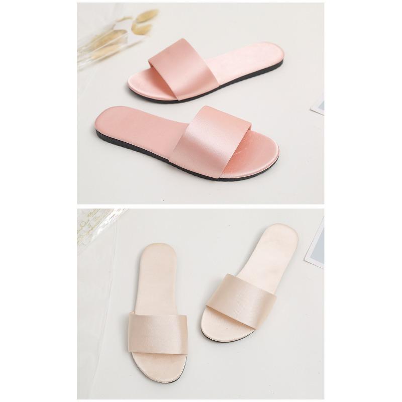 Papuci de vară din mătase dintr-o singură bucată, papuci casual cool, papuci de mărime mare cu fund plat