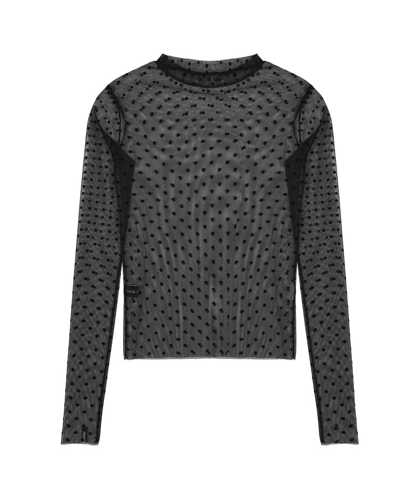 Nigaennikol Nicole Label See-Through Dots Tops_Black