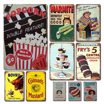 Affiche en métal Shabby Chic Popcorn, signe en étain, Vintage, cinéma, salle à manger, Plaques de décoration rétro Hot Dog, plaque métallique, accessoires de cuisine