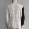 Men's Plus Size Color Block Buckle Knit Cardigan - High-Neck Long Sleeve Sweater for Autumn/Winter