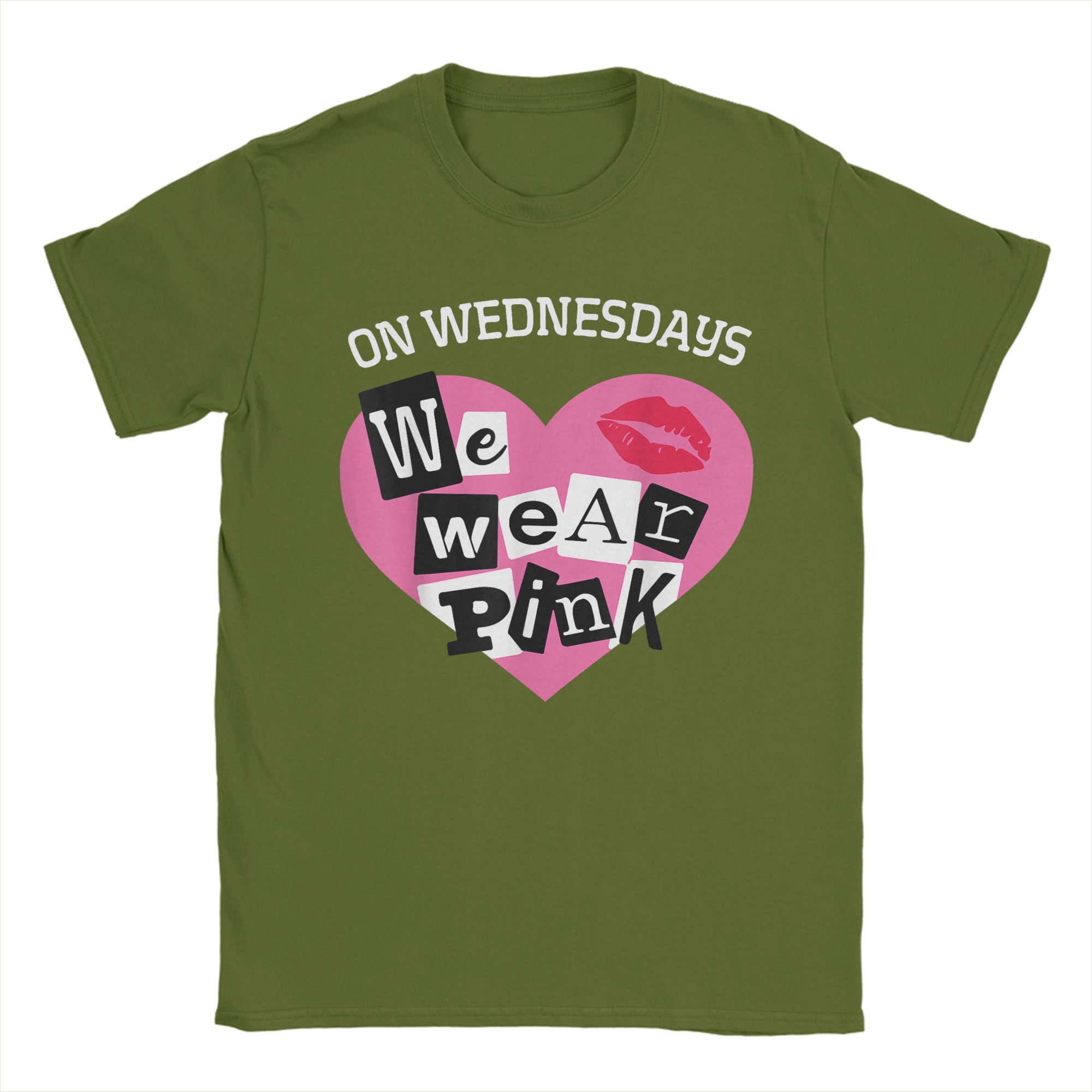 

Novelty On Wednesday We Wear Pink Funny T-Shirts for Men Round Collar Pure Cotton T Shirts Short Sleeve Tees Gift Idea Tops 4XL