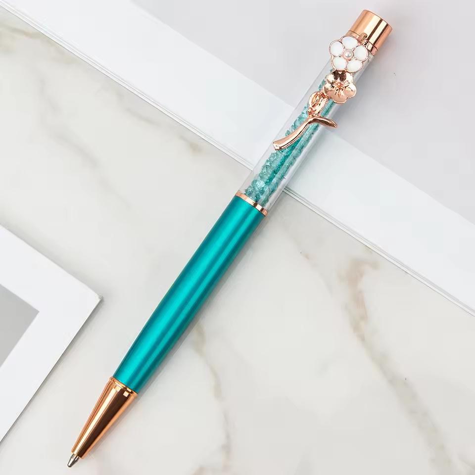 1 Stück Treibsand Öl Kugelschreiber Blume Metall Büro Schule Schreibwaren