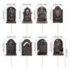 48/16Pcs Halloween Tombstone RIP Cupcake Topper Horror Skeleton Graveyard Gravestone Dessert Cake Toppers Halloween Party Decor