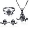 Retro Trend Women's Hip-hop Personality Skull Pendant Earrings Fashion Ring