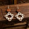 Retro Geometric Floral Wooden Earrings