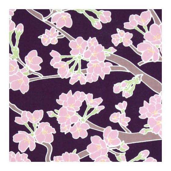 Somen Anbo Tenugui "Sakura Blossom - Deep Purple" - Hand-dyed 100% Cotton Tokka Fabric, Made in Japan, 35cm x 100cm - Cherry Blossom Avenue, 40-50%