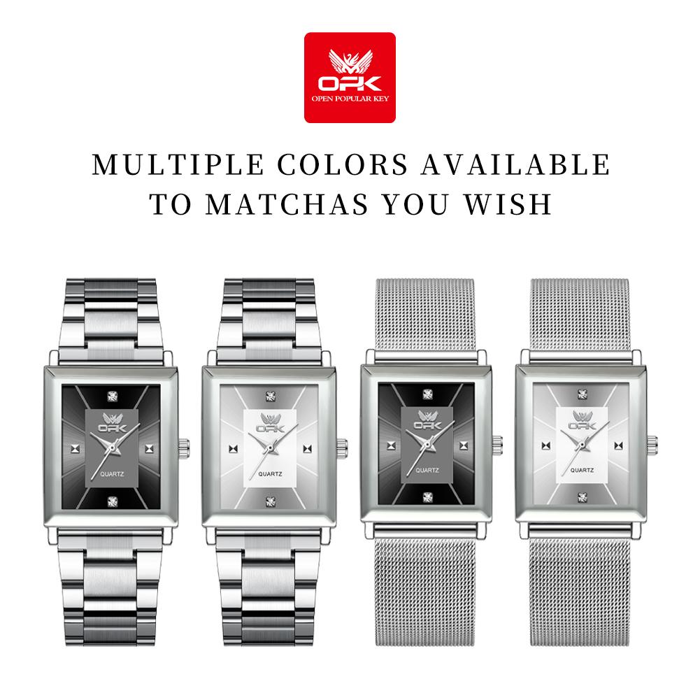 OPK Brand Watch Square Men's Stainless Steel/Mesh Belt Watch Business Quartz Waterproof Men's Watch