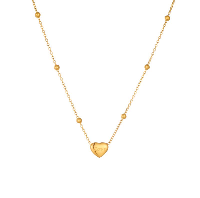 18K Gold-Plated Love Heart Titanium Steel Necklace for Women