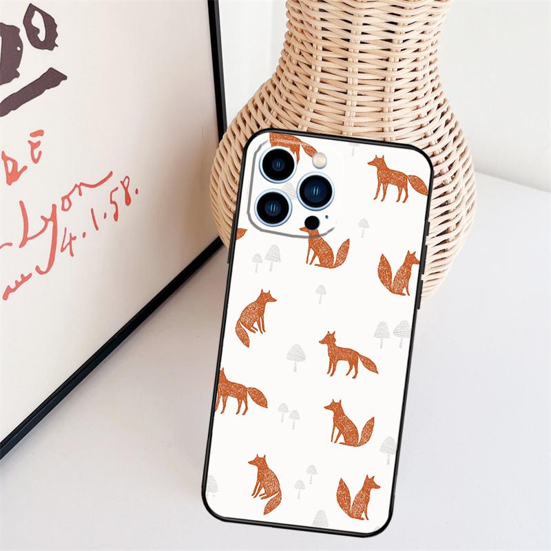 Cartoon Foxes Animal Phone Case For iPhone 16 Pro Max 14 13 12 11 15 17 Pro Max Mini 15 16 Plus 16e Back Cover