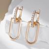 Fashion  Rose Gold Color Glossy Hollow Square Drop Earring For Women Unusual Shiny Natural Zircon Daily Fine Jewelry