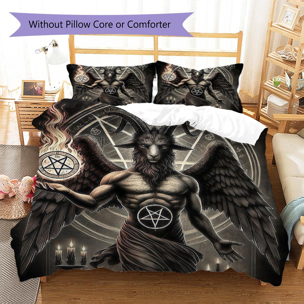 Satan Symbol Pattern Bedding,Quilt Set Quilt Cover Pillowcase Home Birthday Gift (1 * duvet cover + 2 * pillowcase, without core)