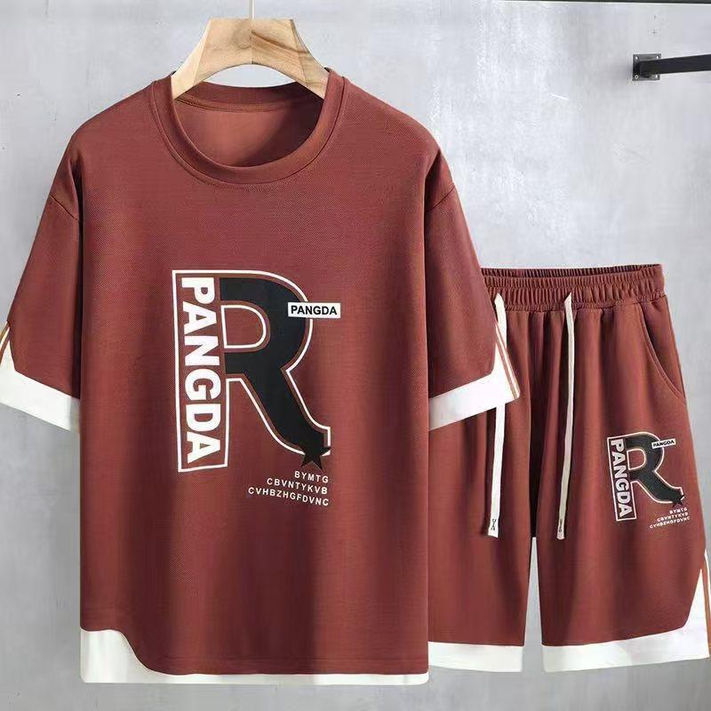 

Плюс размер 4XL-11XL Большой размер комплект из 2 предметов Мужские футболки с коротким рукавом Большие шорты комплекты 5XL(85kg-95kg) вино красного