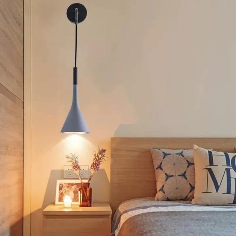 Modern Bedroom Bedside Wall Lights Gray White Black Aluminium Wall Sconces LED E27 Wall Lamp Indoor Living Room Illuminaire