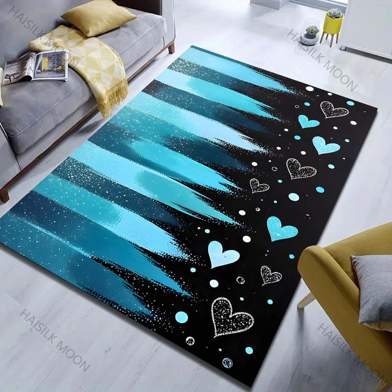 Fashionable Heart-shaped Watercolor Print Carpet for Living Room Bedroom Sofa Doormat Decor Sofa Table Area Rug Non-slip Mat