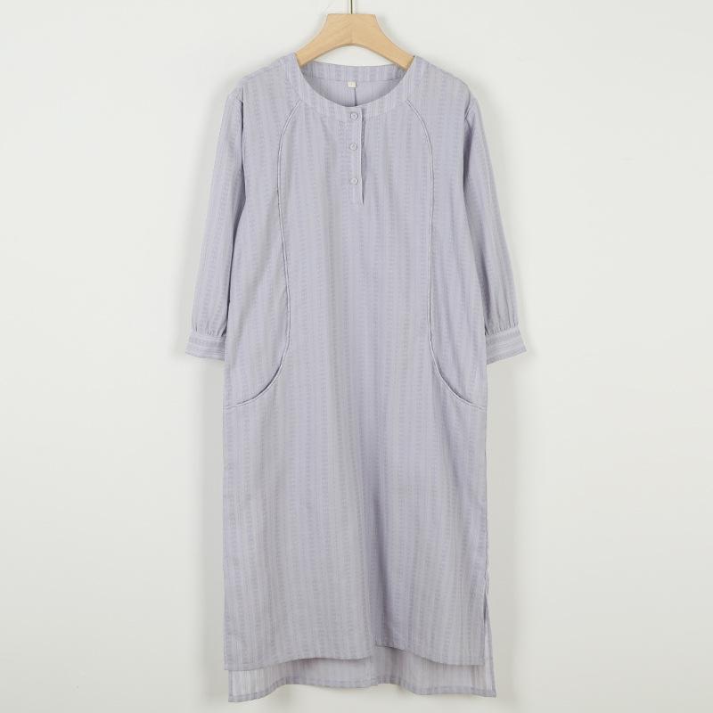 

Johnature Women Vintage Jacquard Dresses O-Neck Long Sleeve Casual Spring A-Line Knee-length Dress XXL фиолетовый