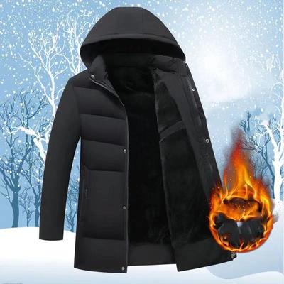 Jaqueta masculina plus size solta inverno espessada longa quente com capuz jaqueta forrada com algodão fofo jaqueta quente