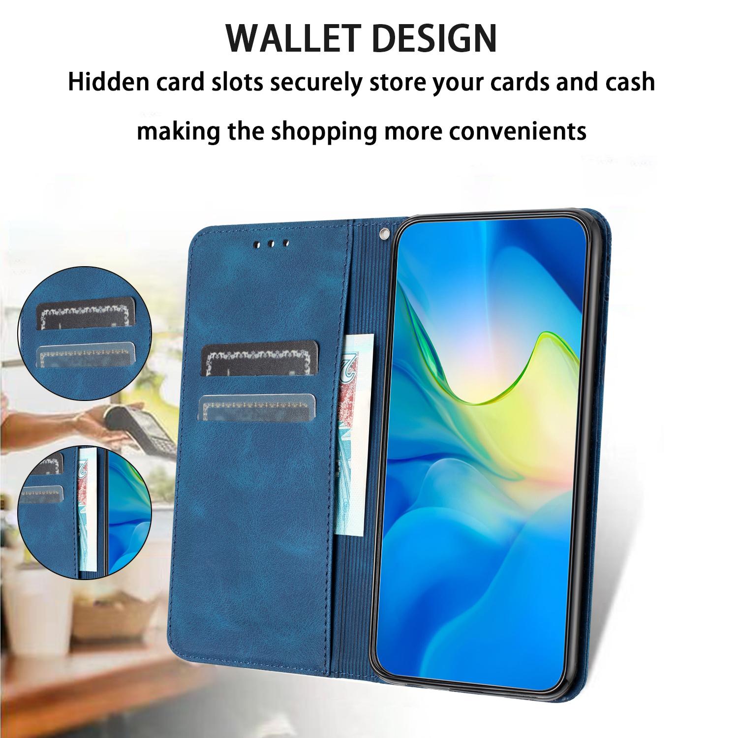 

For iPhone 16 Plus Case PU Leather Wallet Phone Cover Elephant Pattern Blue