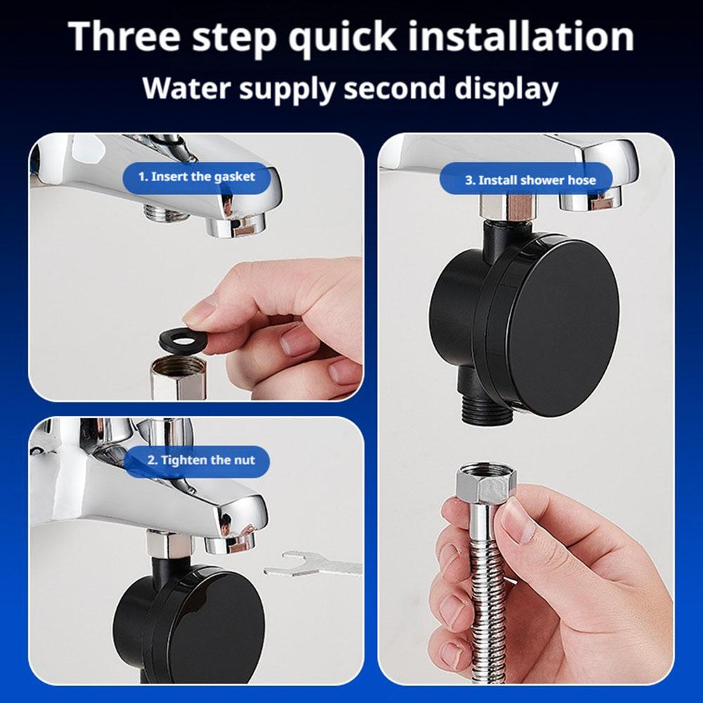 Shower LED Water Thermometer With Temperature Display, 0-99°C Range Stainless Steel ABS PC Leak-Proof