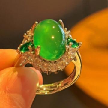 Jade Grün Eis Farbe Leuchtend Natürlicher Chrysopras Ring Achat Ring Echte Aufnahme