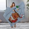 Tuniu Cute Christmas Reindeer Fleece Blanket for Sofa Bed Room Decoration Warm Soft Throw Blanket