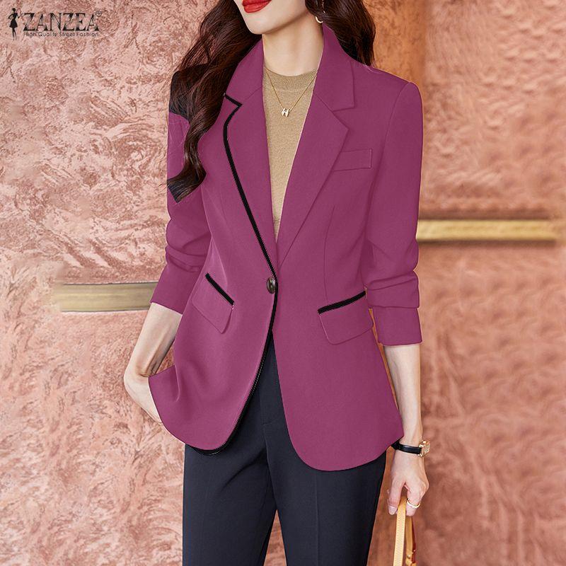 ZANZEA Women Casual Turn Down Collar Long Sleeve Thin Cardigan Blouse