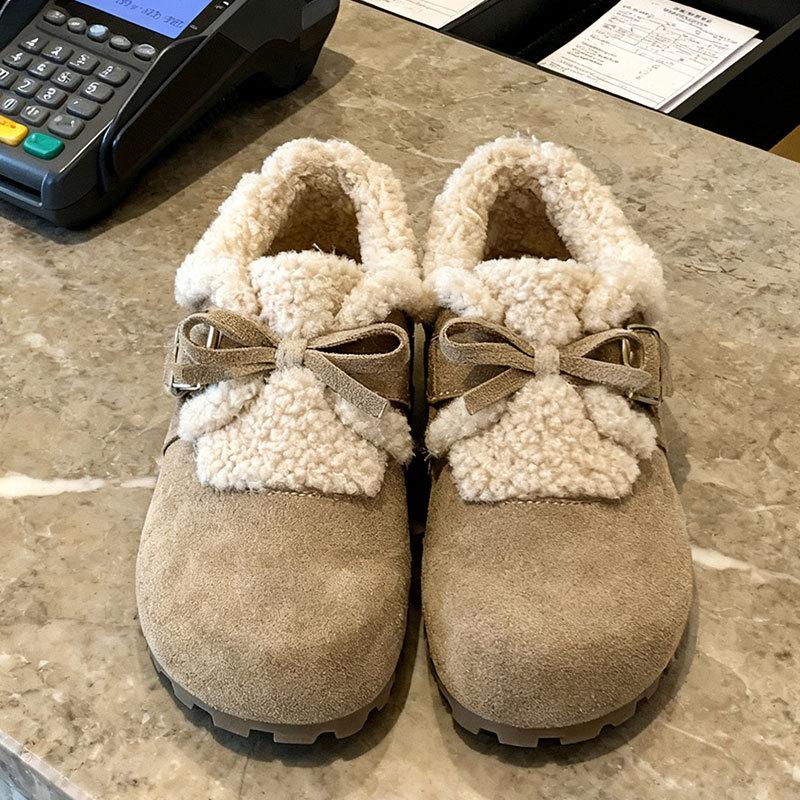 

Women s fashion lightweight winter warm fur one snow boots padded lining non-slip casual sports cotton boots fur shoes 35