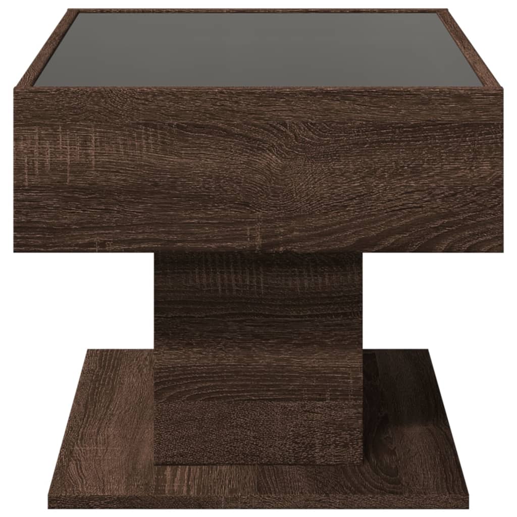 LED Coffee Table Brown Oak Effect 70 x 50 x 45 cm Wood Based Panel