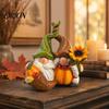 Niedliches Harz Herbst Sammlerstücke Herbst Wichtel Ornament, Ernte Figuren mit Kürbis Und Sonnenblumen Ornamenten Dekoration für Thanksgiving Halloween, Saisonal