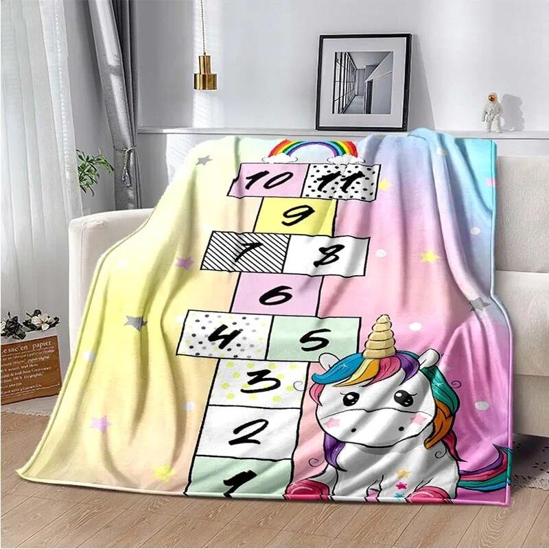 Cute Pink Unicorn Throws Blanket Sofa Blanket  Bedroom Living Room Decoration Blanket for Bed Picnic Blanket Throw Blanket