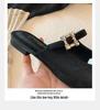 Grape Mom French Square Toe Diamond Buckle Low Heel Pointed Toe Mule Slippers for Women