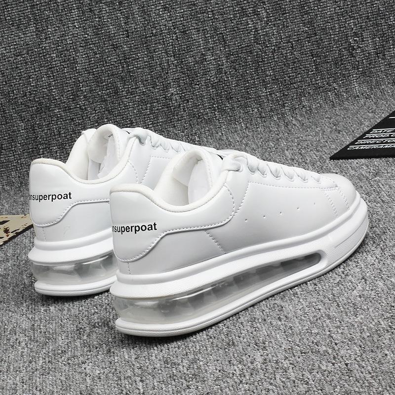 Shiny Patent Leather Small White Shoes Women's Couple Models Air Cushion Women's Skateboard Shoes Sneakers Women
