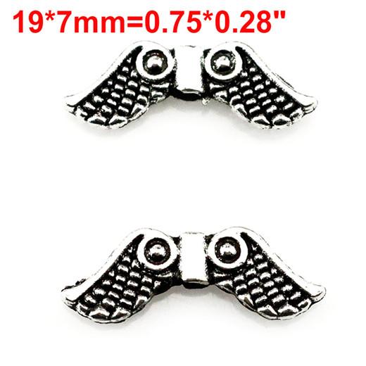 10PCS Vintage Antique Silver Color Alloy Angel Feather Wing Pendant For DIY Jewelry Making
