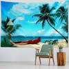 Sea view tapestry printed hanging painting coconut tree sunrise home decoration yoga mat bed sheet living room wall hanging