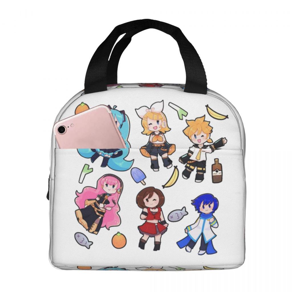 Vocaloid Chibi Chaos! Miku Insulated Lunch Bag for Women Kids Leakproof Food Boxes Thermal Lunch Box Tote