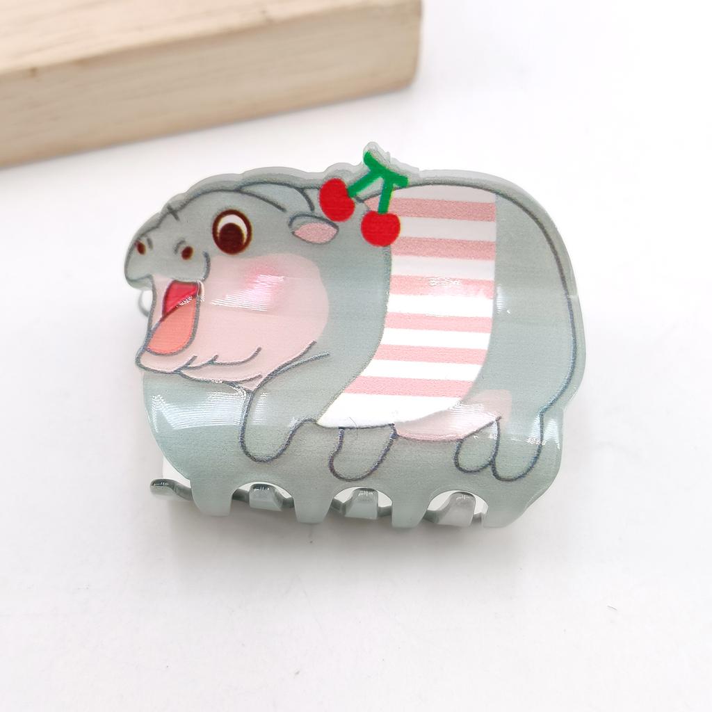 Cute Miss Hippo Hair Claw Flower Acrylic Small Shark Clip Set Headwear Geometry Cartoon Capybara Hair Clip For Girls