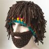 New Funny Creative Handmade Hat Wig Bearded Hat Autumn and Winter Men's and Women's Handmade Rasta Knitted Wool Hat