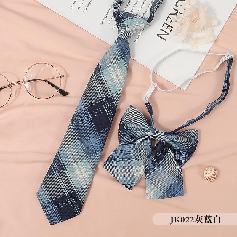 Japanese Korean Version Striped Jkdk College Style Red Cyan Gray Blue Shirt Men'S And Women'S Accessories Free Tie Tie Set