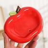 Elegant Apple Shaped Ceramic Soap Dish Red with White Orchid Design,Suitable for Bathroom Kitchen Sink,Water Drainage,Suitable for Shower Hand Washing