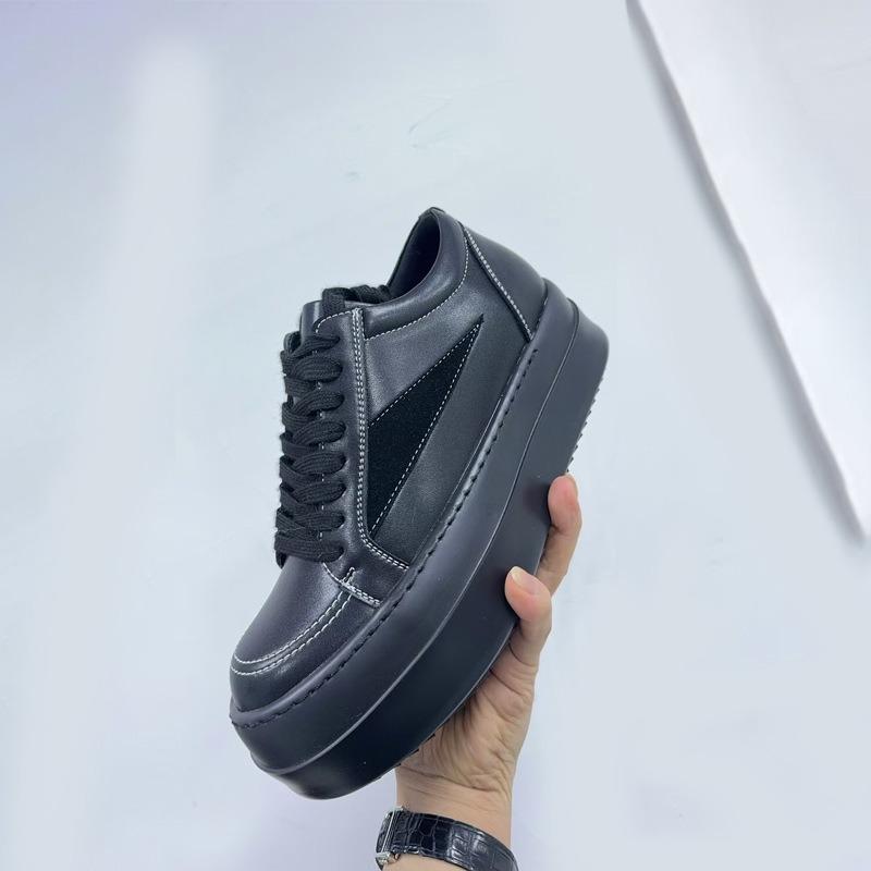 Fashion Couple Platform Big Head Leather Shoes Men's Women's High Quality Board Shoe Fad Height Increase Casual Thick Sole Shoes for Man