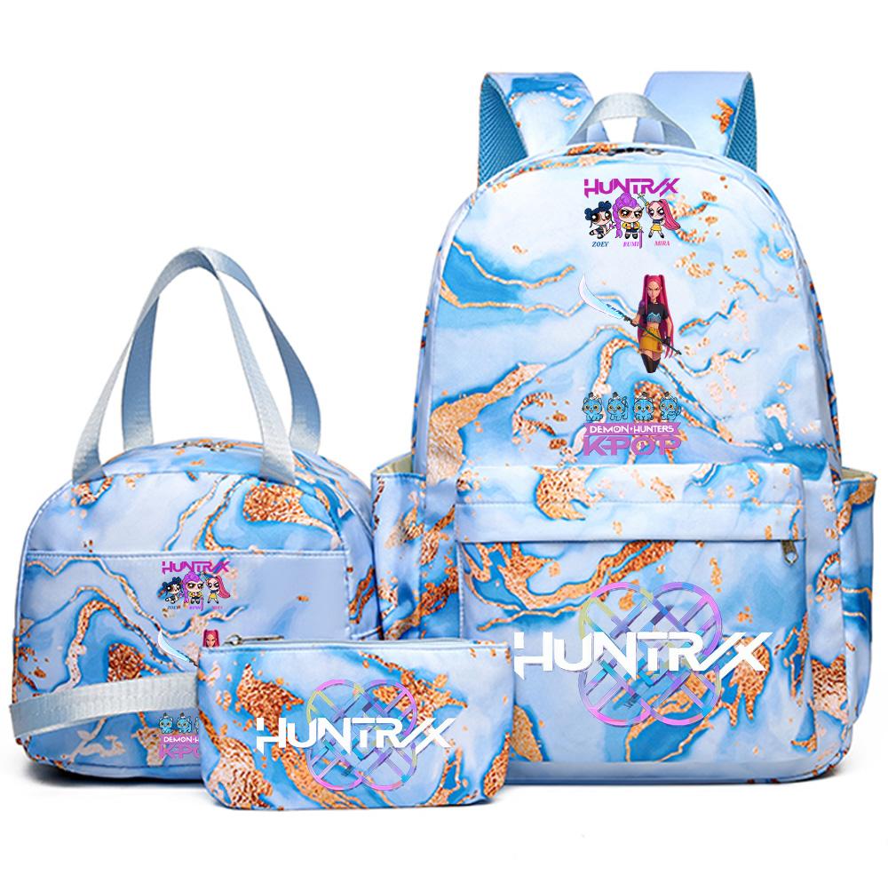 3Pcs/set Anime Demon Hunters Printed Backpack Handbag Pencil Case for Teenager Student Bookbag Schoolbag Women Large Capacity Waterproof Bag