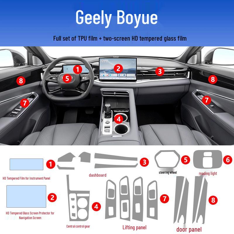 Interior Film, Console & Screen Protectors, Modification Accessories for 26 Geely Boyue Models