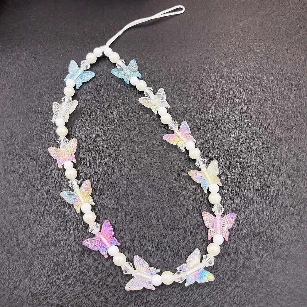 Butterfly Bead Necklace: Stylish Short Lanyard for Female Bag Accessory